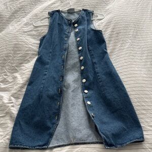 ASO Denim Sleeveless Button-Down Dress